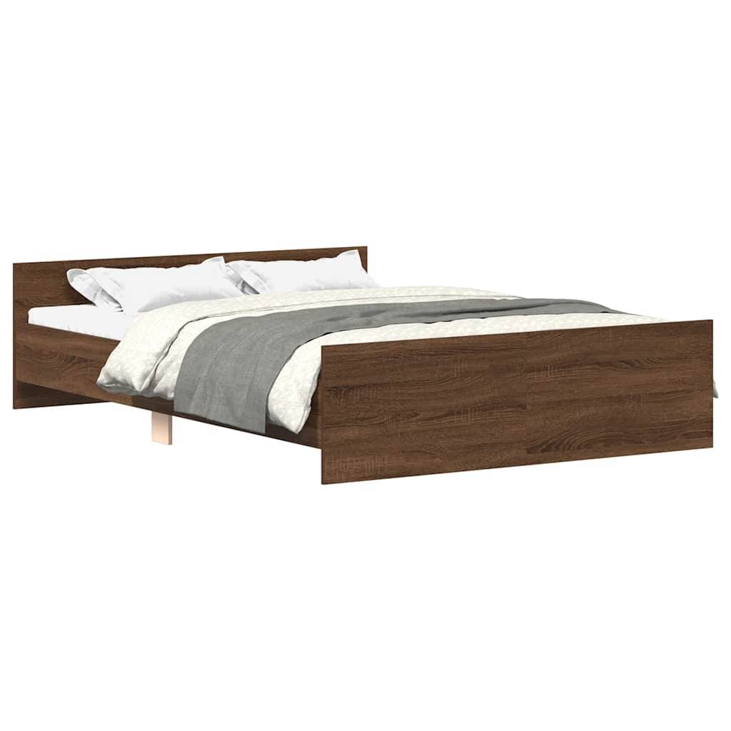 vidaXL Bettgestell mit Kopf- und Fußteil Braun Eiche-Optik 135x190 cm