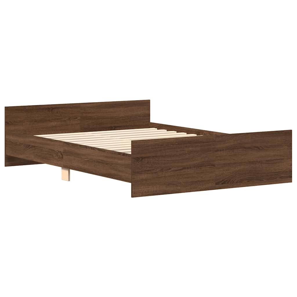 vidaXL Bettgestell mit Kopf- und Fußteil Braun Eiche-Optik 135x190 cm