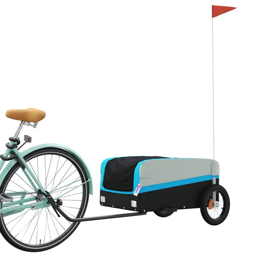 vidaXL Fahrradanhänger Schwarz und Blau 30 kg Eisen