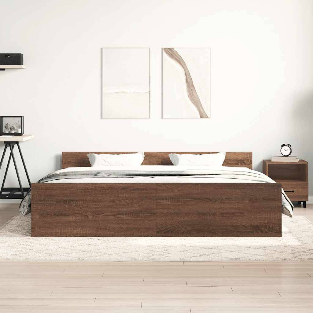 vidaXL Bettgestell mit Kopf- und Fußteil Braun Eiche-Optik 160x200 cm