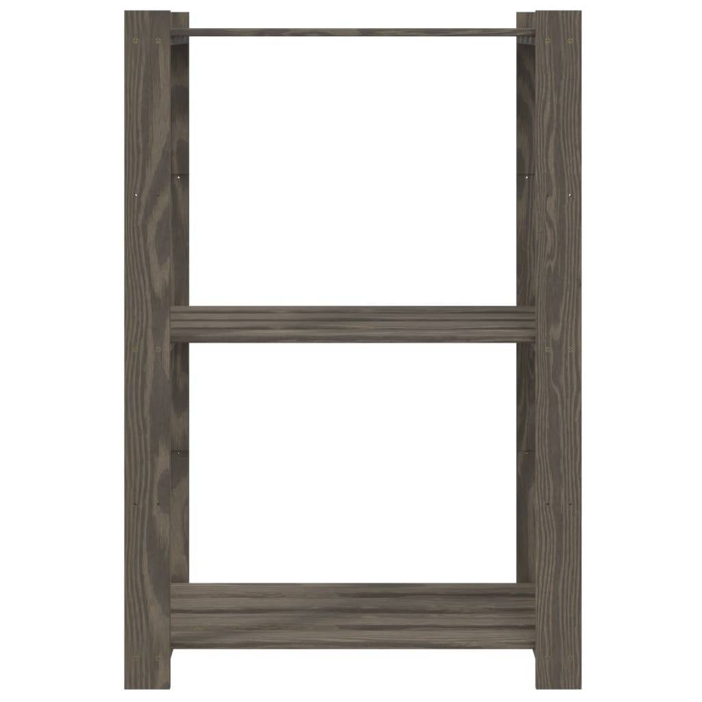 vidaXL Lagerregal mit 3 Böden Grau 60x38x90 cm Massivholz Kiefer