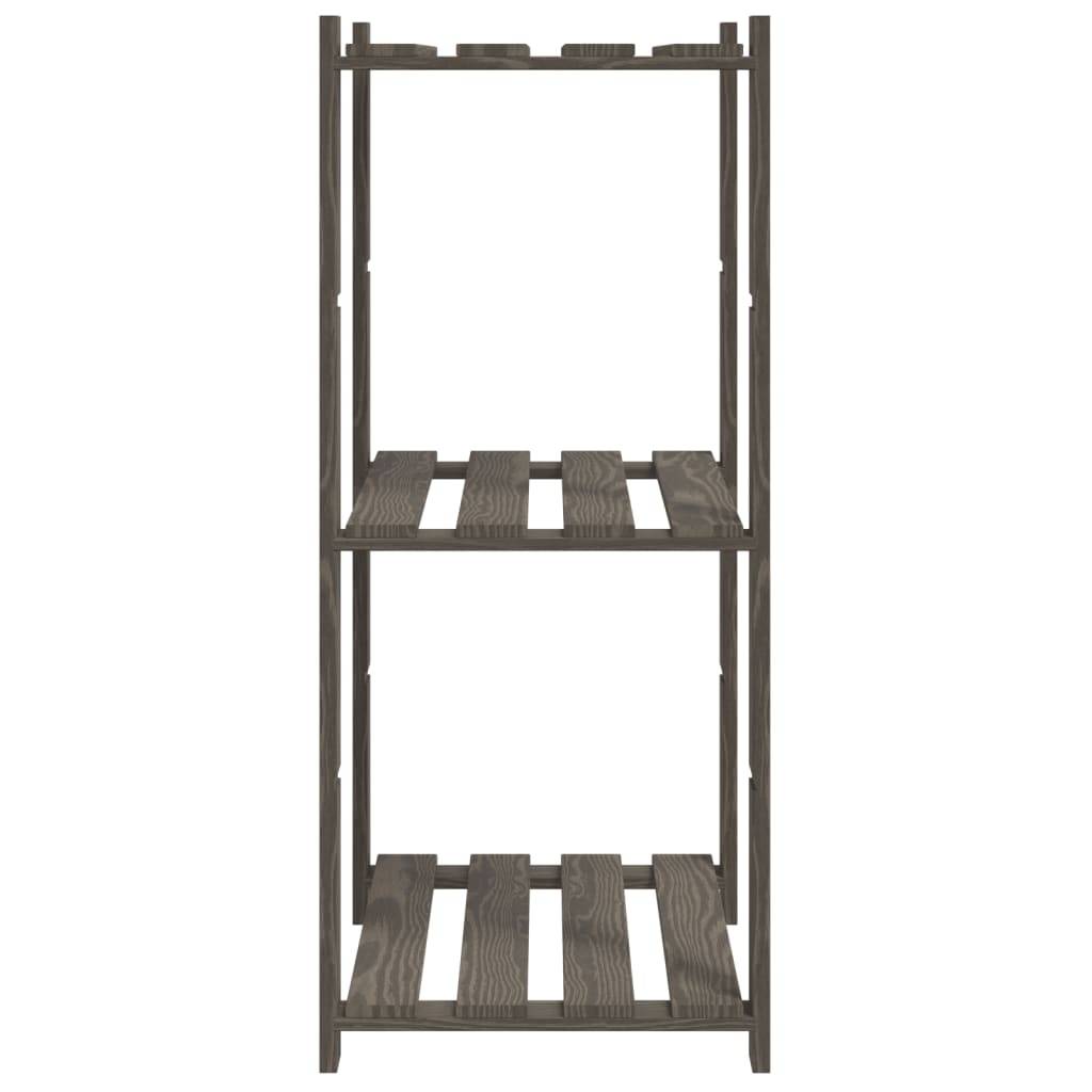 vidaXL Lagerregal mit 3 Böden Grau 60x38x90 cm Massivholz Kiefer