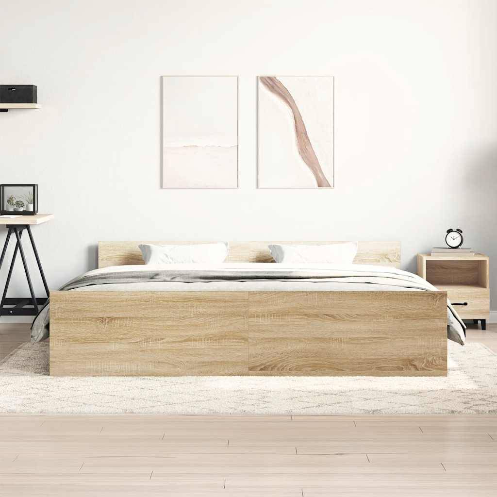 vidaXL Bettgestell mit Kopf- und Fußteil Sonoma-Eiche 180x200 cm