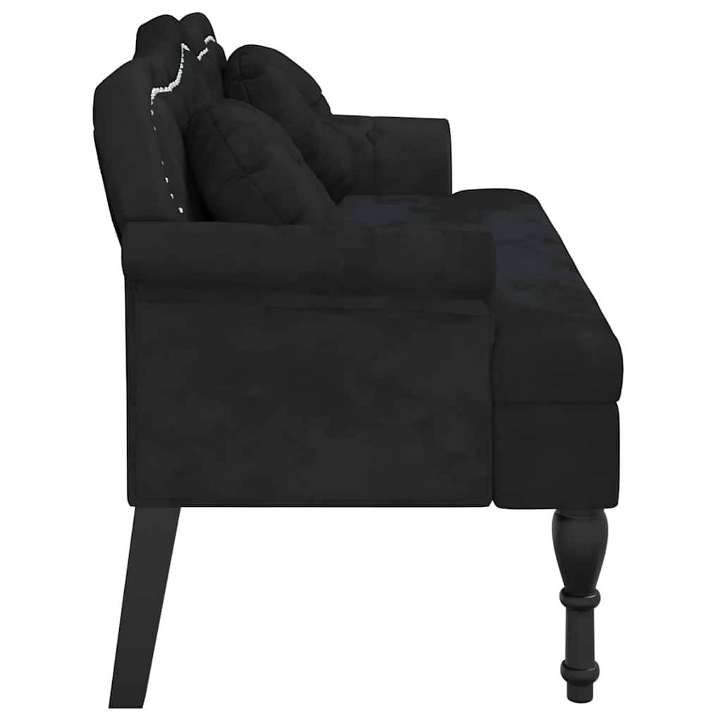 vidaXL Sitzbank mit Kissen Schwarz 120,5x65x75 cm Samt