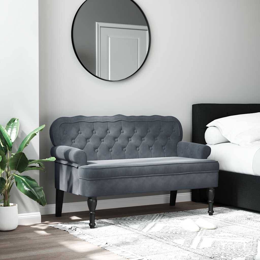 vidaXL Sitzbank mit Rückenlehne Dunkelgrau 119,5x64,5x75 cm Samt