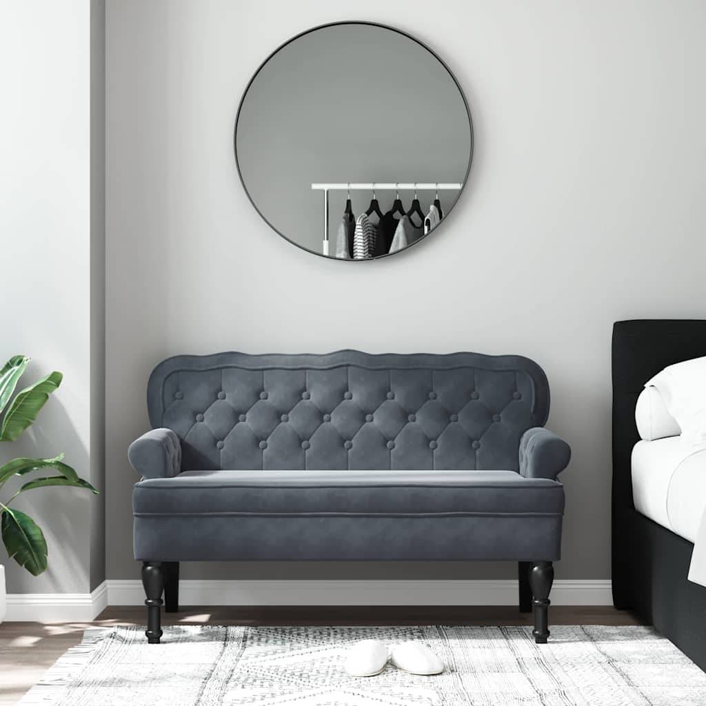 vidaXL Sitzbank mit Rückenlehne Dunkelgrau 119,5x64,5x75 cm Samt