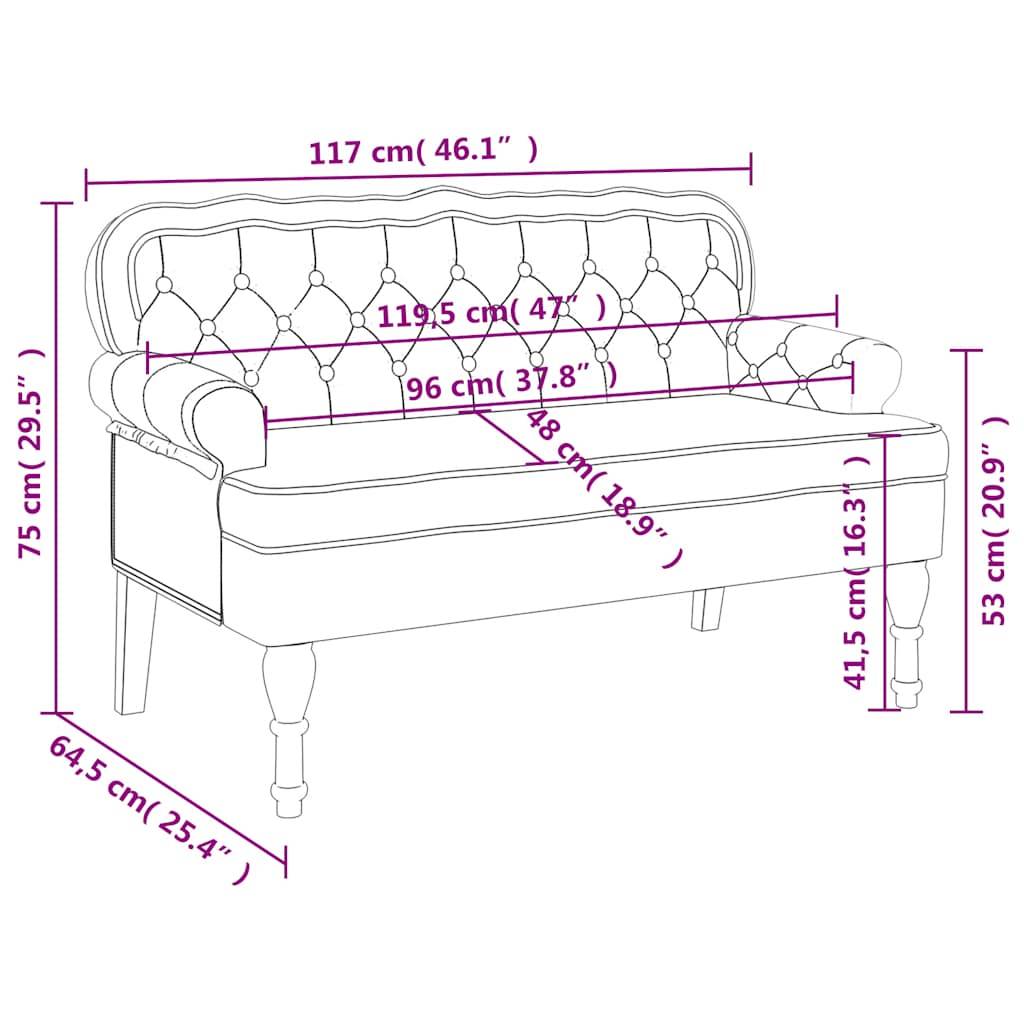 vidaXL Sitzbank mit Rückenlehne Dunkelgrau 119,5x64,5x75 cm Samt