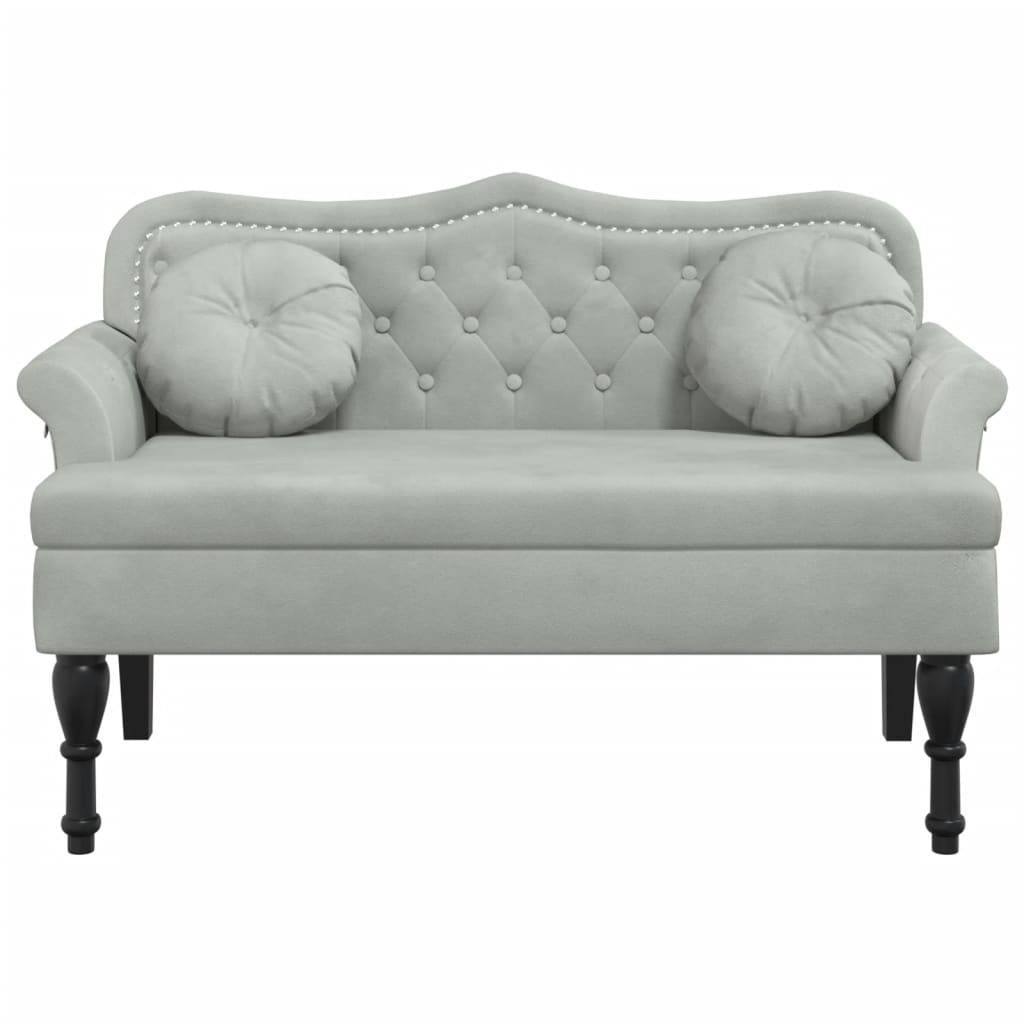 vidaXL Sitzbank mit Kissen Hellgrau 120,5x65x75 cm Samt