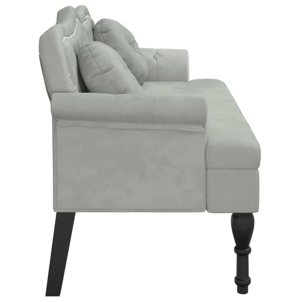 vidaXL Sitzbank mit Kissen Hellgrau 120,5x65x75 cm Samt