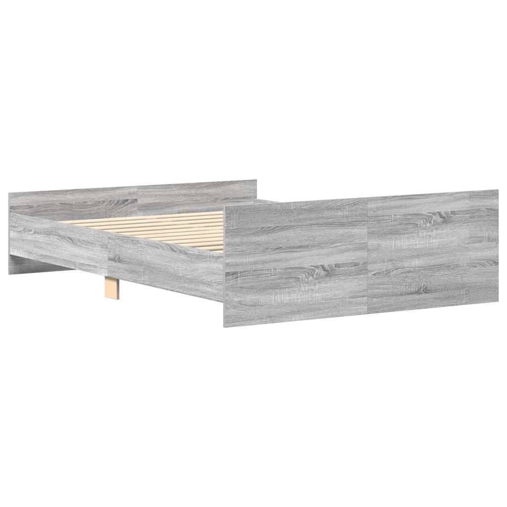 vidaXL Bettgestell mit Kopf- und Fußteil Grau Sonoma 135x190 cm