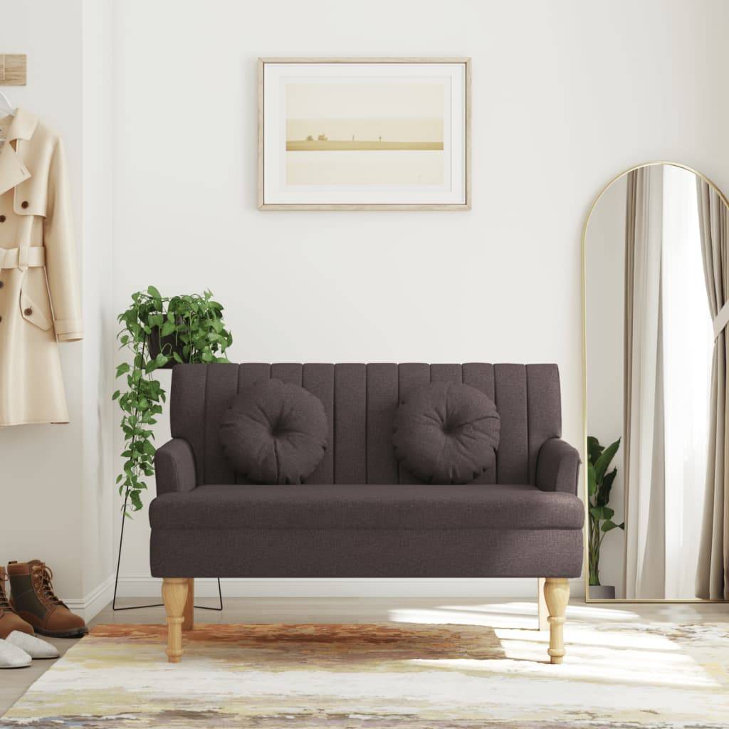 vidaXL Sitzbank mit Kissen Dunkelbraun 113x64,5x75,5 cm Stoff