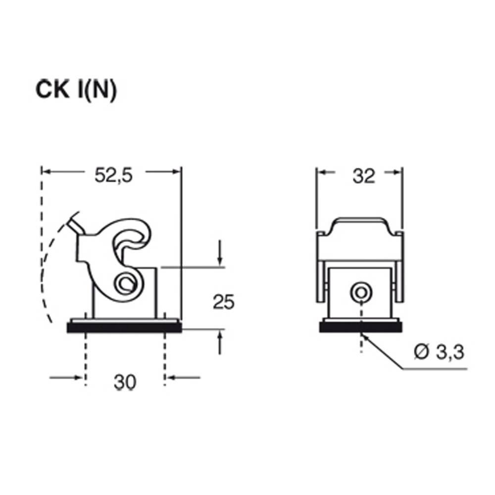 CK 03 I ILME Ilme CK-21.21 Anbaugehäuse gerade ohne Kabelabgang, mit 1 Bügel