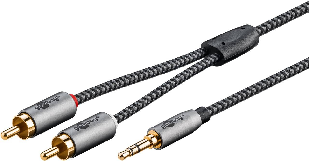 Goobay 65290, 3.5mm, Männlich, 2 x RCA, Männlich, 5 m, Schwarz, Silber