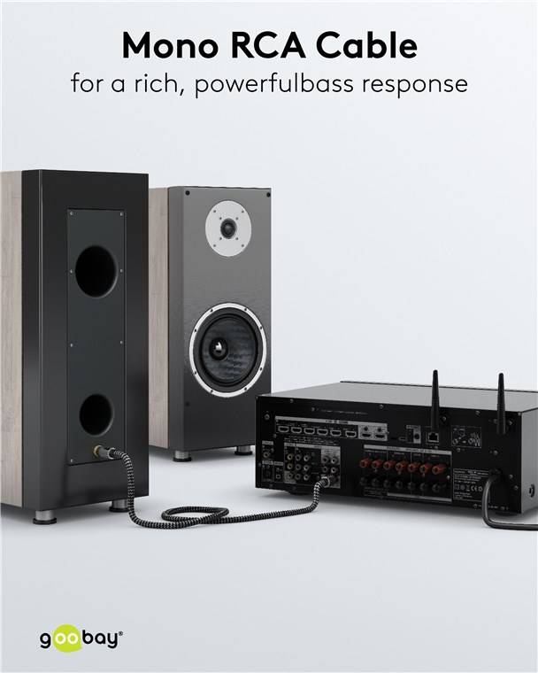 Goobay Plus 65297 Mono Cinchkabel 1x Cinch-Stecker auf 1x Cinchstecker / Audiokabel Textilkabel Shark Skin / Grau / 3m