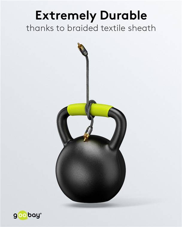 Goobay Plus 65297 Mono Cinchkabel 1x Cinch-Stecker auf 1x Cinchstecker / Audiokabel Textilkabel Shark Skin / Grau / 3m