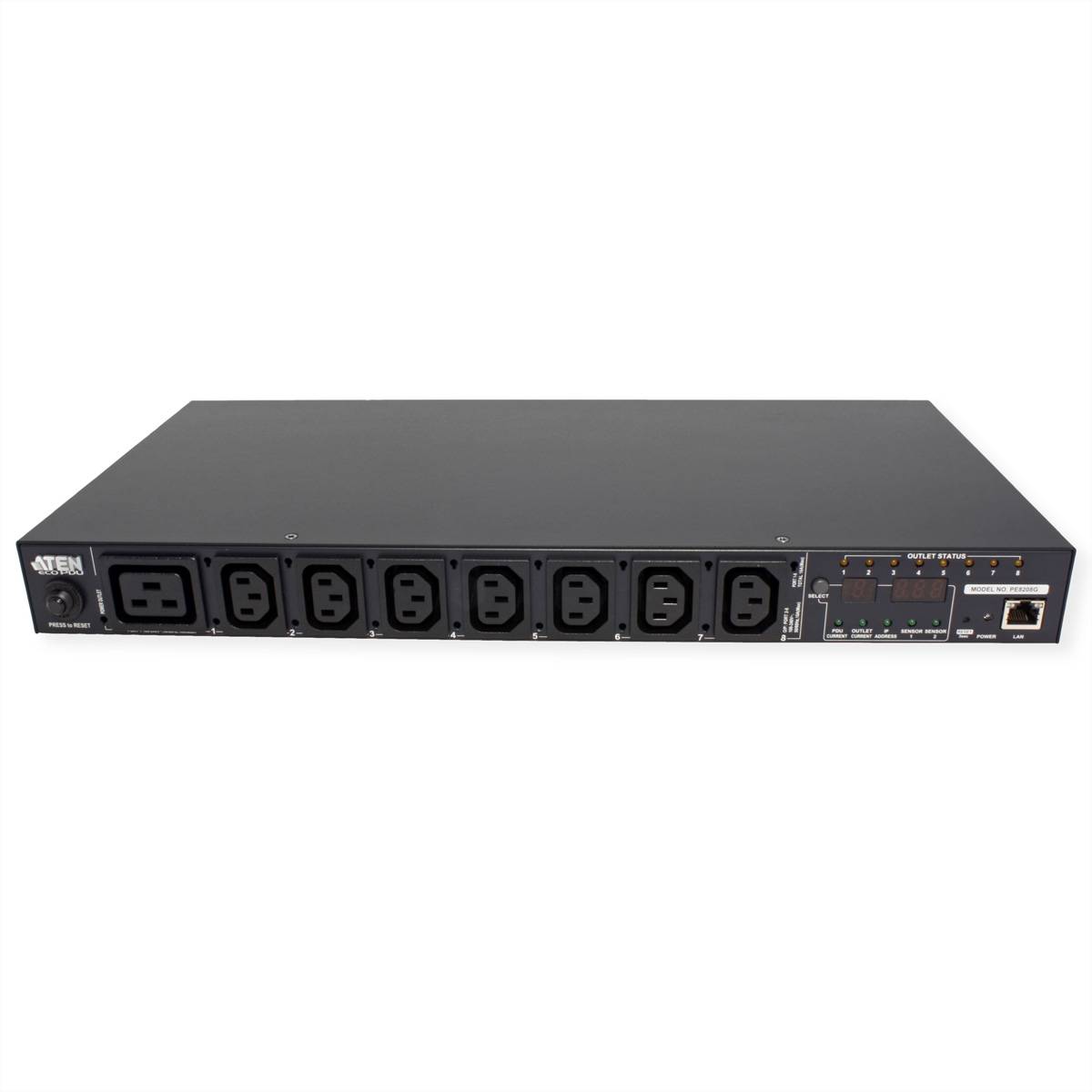 ATEN PE8208G PDU 8 Port, 1HE, 7xC13 + 1xC19, 16A , Einzel-Port-Messung