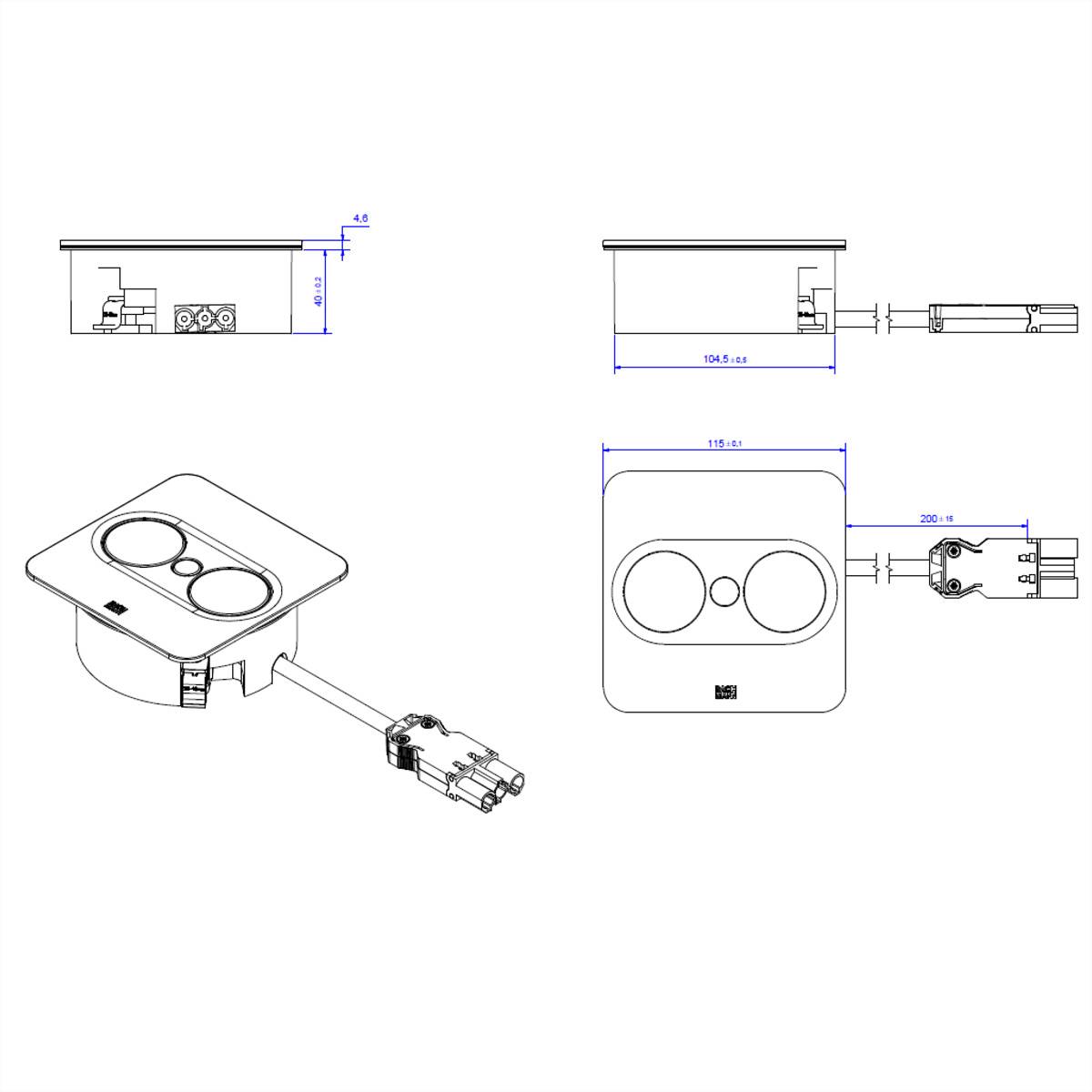 BACHMANN TWIST 2 1xCEE7/3 1xUSB A/C 22W 2,0m AEH RAL9010 30GE eckig