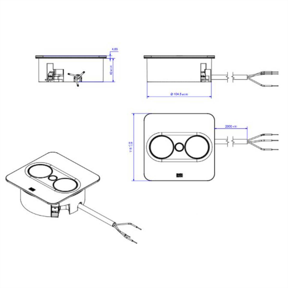 BACHMANN TWIST 2 2xUTE 2,0m AEH RAL9010 30GE eckig