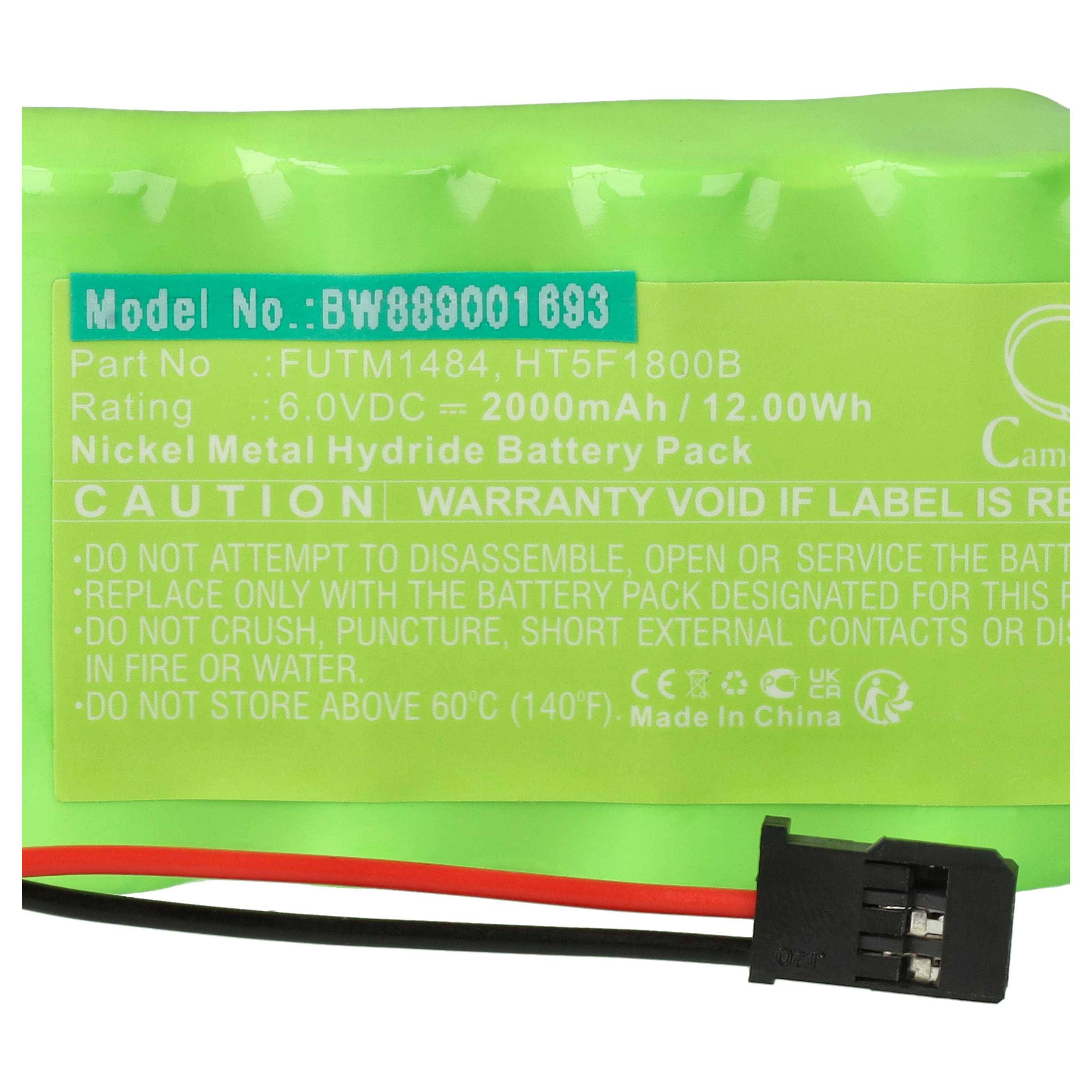 vhbw 2x Akku kompatibel mit Futaba 10J, 14SG, 4PKS, 4PL, 6J, 8J Transmitter (2000 mAh, 6 V, NiMH)
