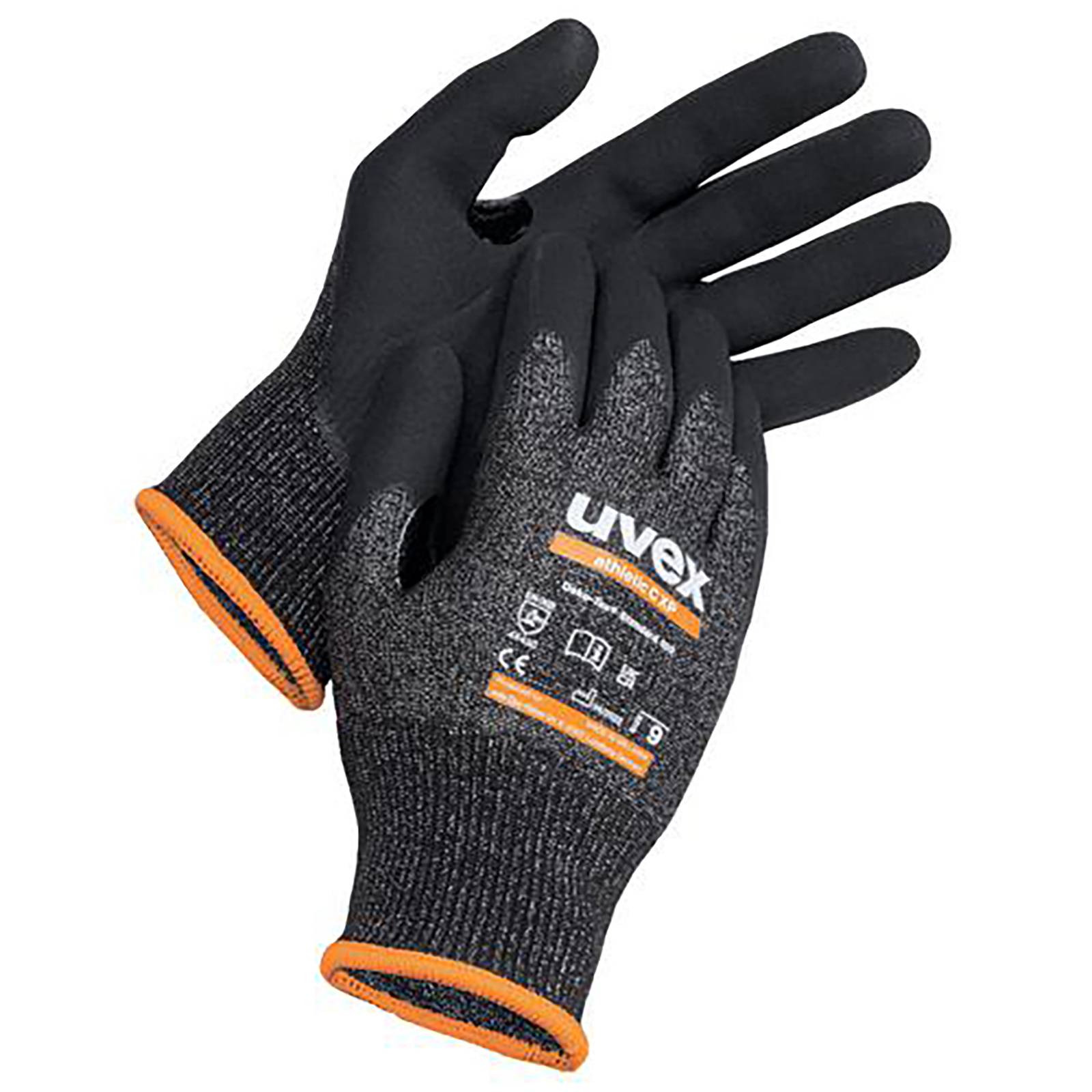 uvex Schutzhandschuh athletic C XP schwarz, orange Gr. 12