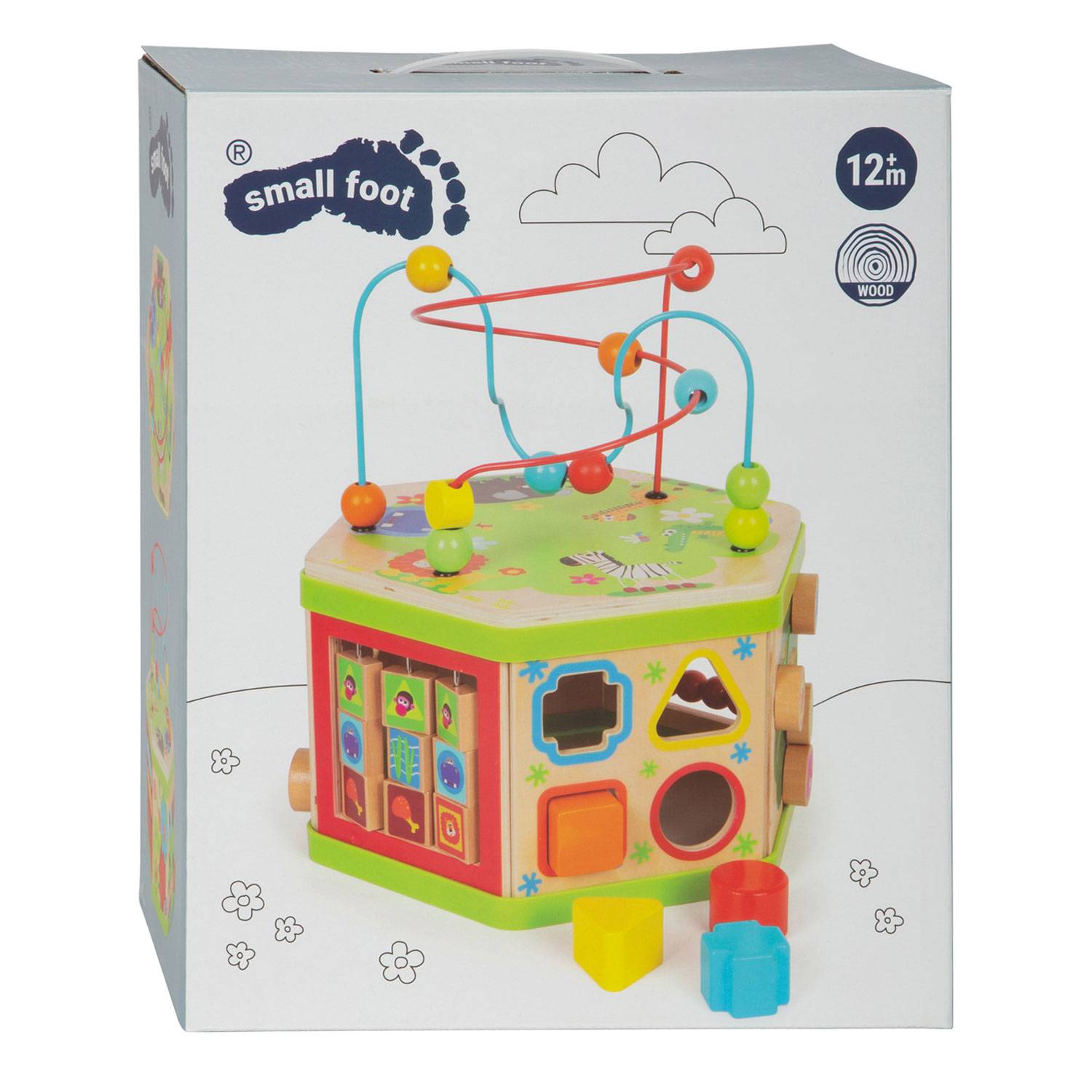 Small Foot Kleiner Fußhölzernaktivitettenkube mit Motorsafari -Safari