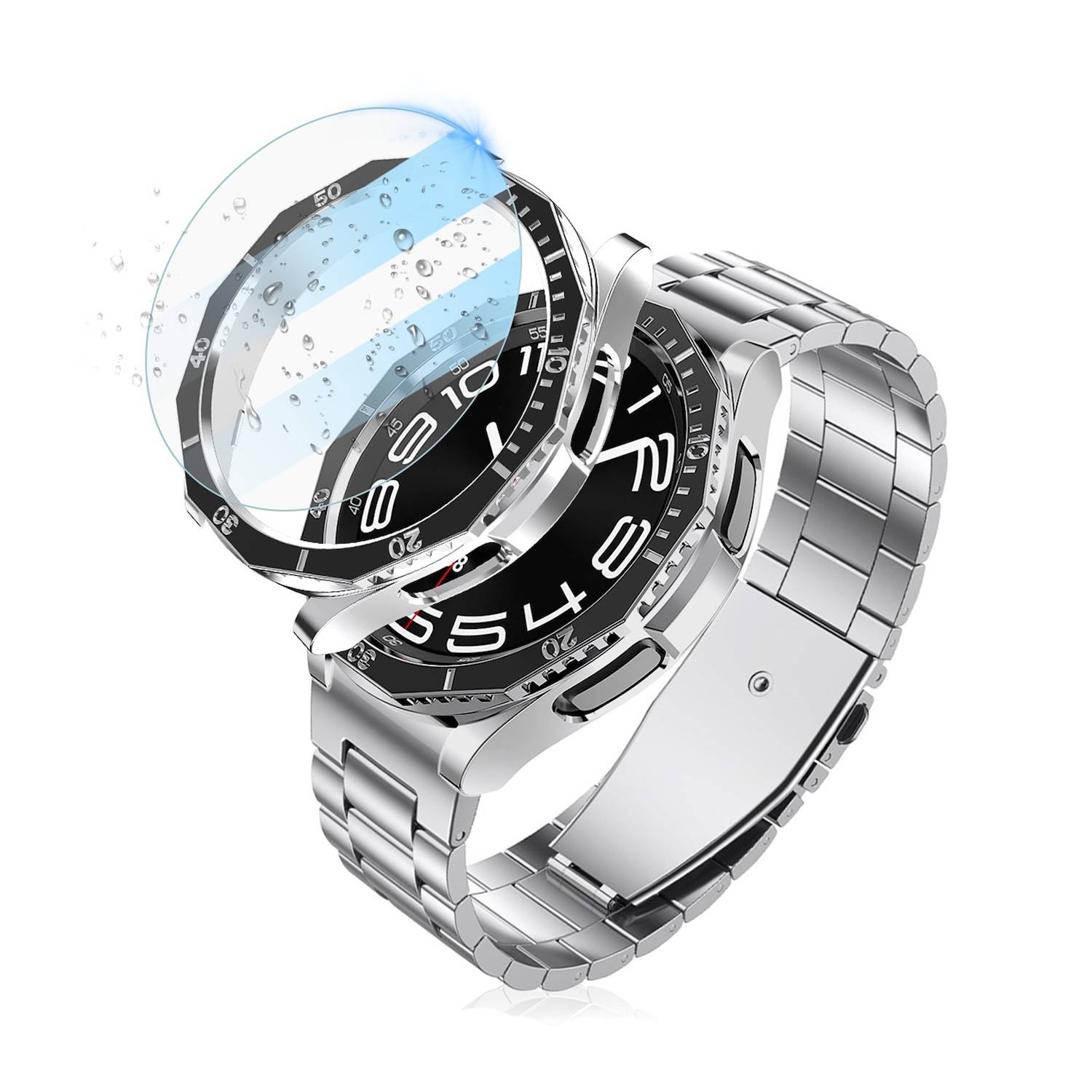 Für Samsung Galaxy Watch 6 Classic 43mm Hülle Hart Glas Lünettenring