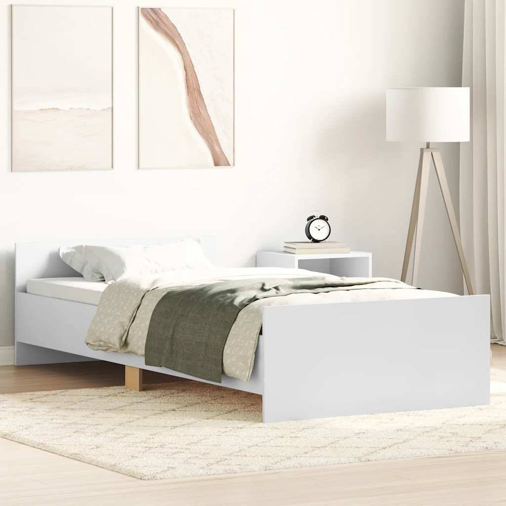 vidaXL Bettgestell Weiß 75x190 cm Holzwerkstoff
