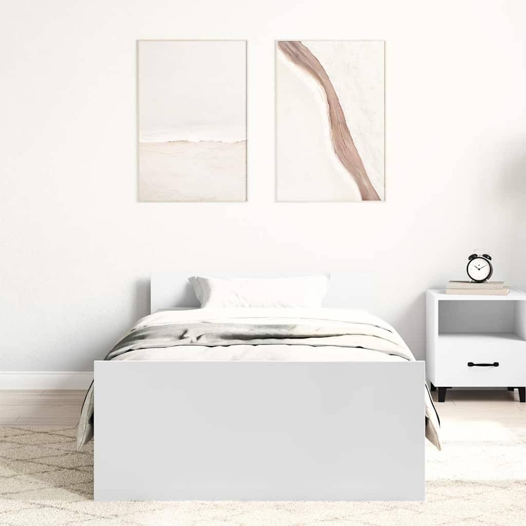 vidaXL Bettgestell Weiß 75x190 cm Holzwerkstoff
