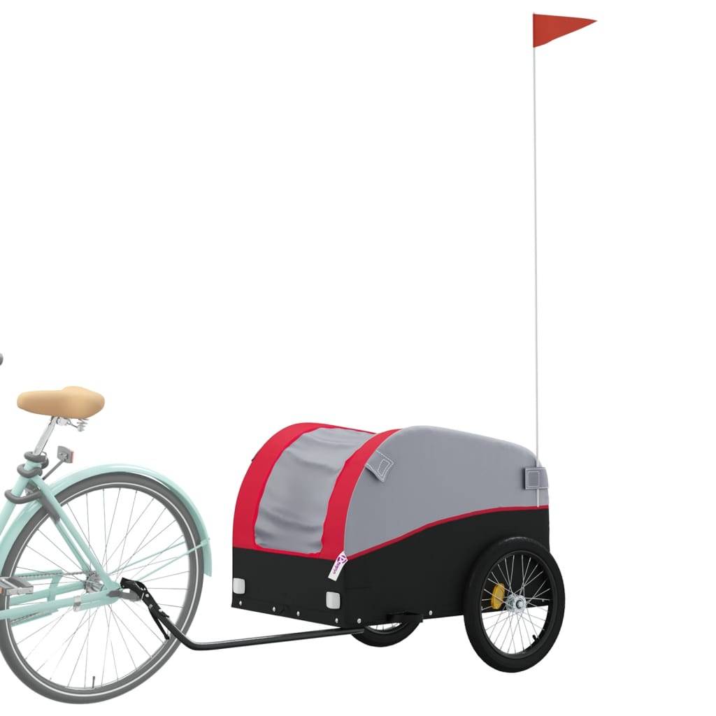 vidaXL Fahrradanhänger Schwarz und Rot 45 kg Eisen