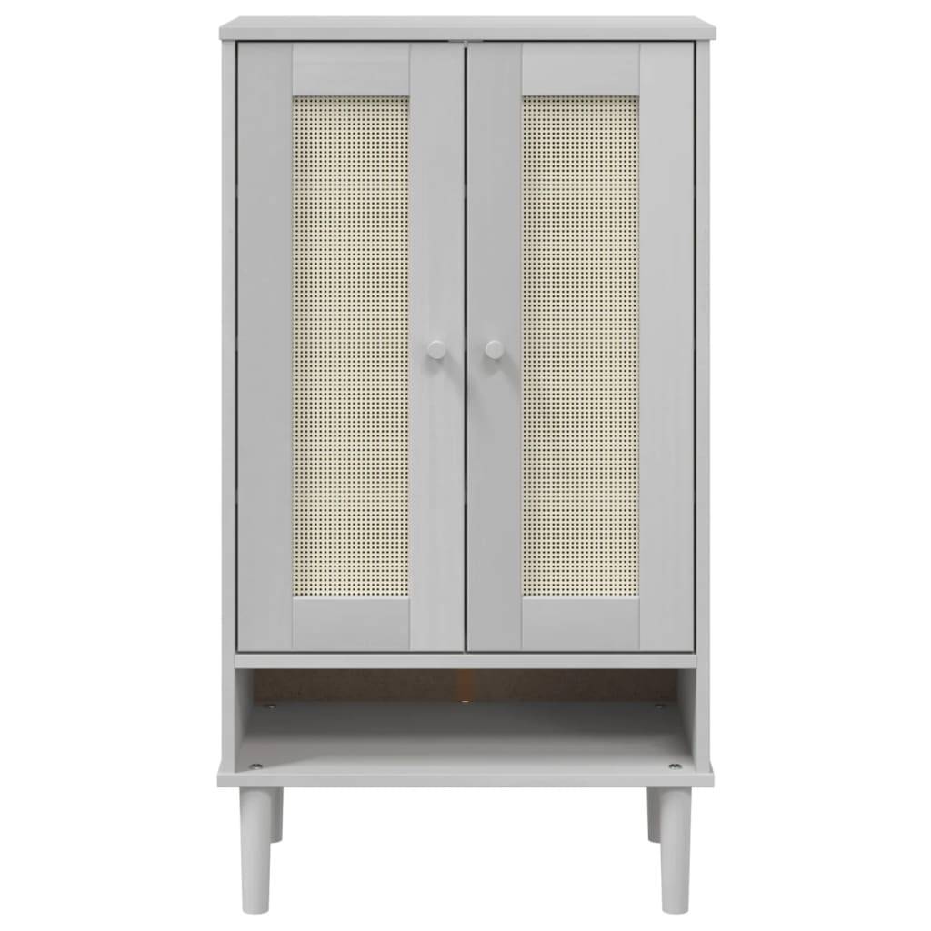 vidaXL Schuhschrank SENJA Rattan-Optik Weiß 59,5x35x107cm Kiefernholz