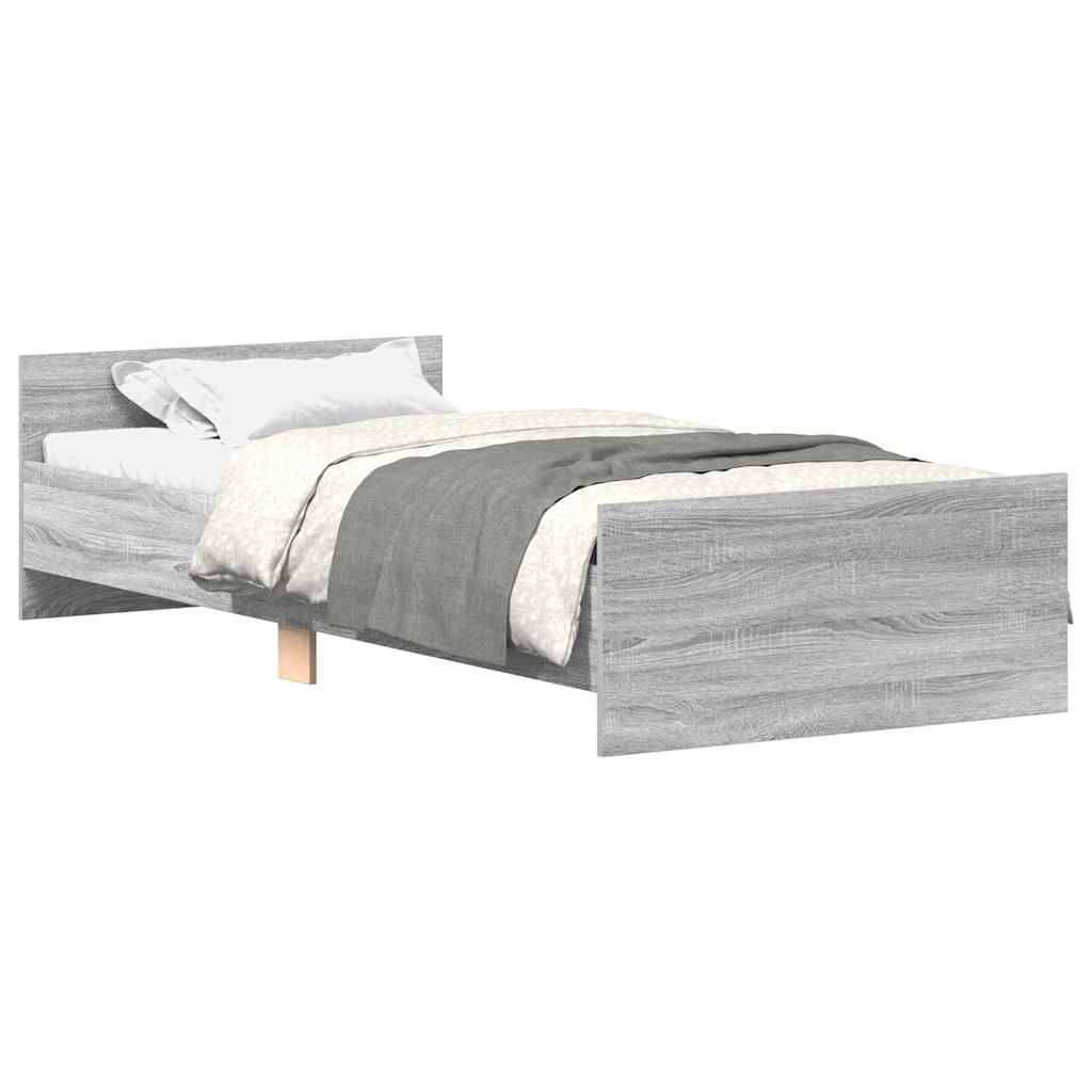 vidaXL Bettgestell Grau Sonoma 75x190 cm Holzwerkstoff