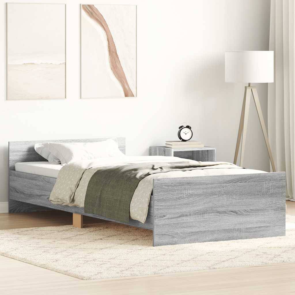vidaXL Bettgestell Grau Sonoma 75x190 cm Holzwerkstoff