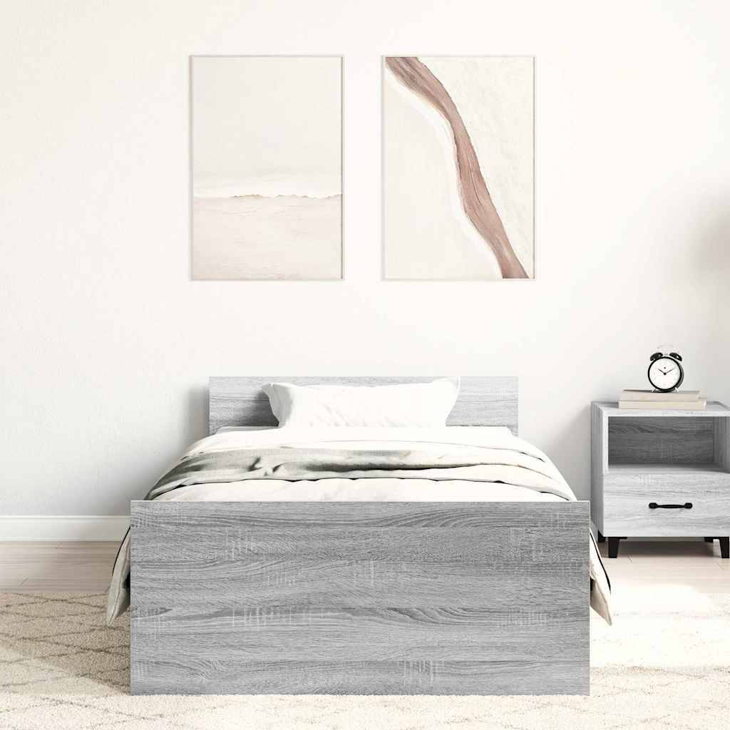 vidaXL Bettgestell Grau Sonoma 75x190 cm Holzwerkstoff