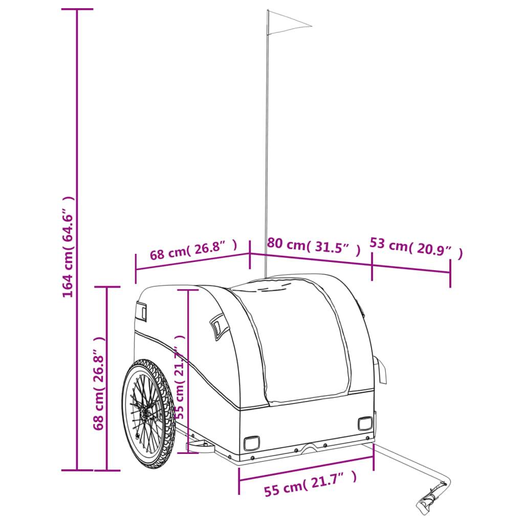 vidaXL Fahrradanhänger Schwarz und Gelb 45 kg Eisen