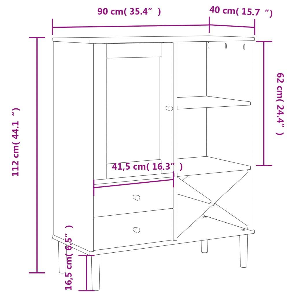 vidaXL Highboard SENJA Rattan-Optik Braun 90x40x112 cm Kiefernholz