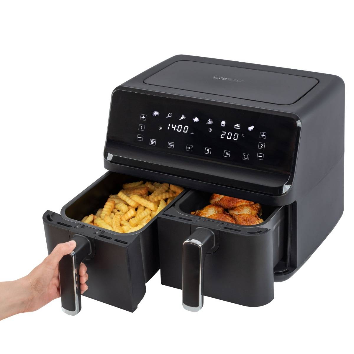 Clatronic Heißluft-Fritteuse Doppel 8L CTC FR 3804 H sw