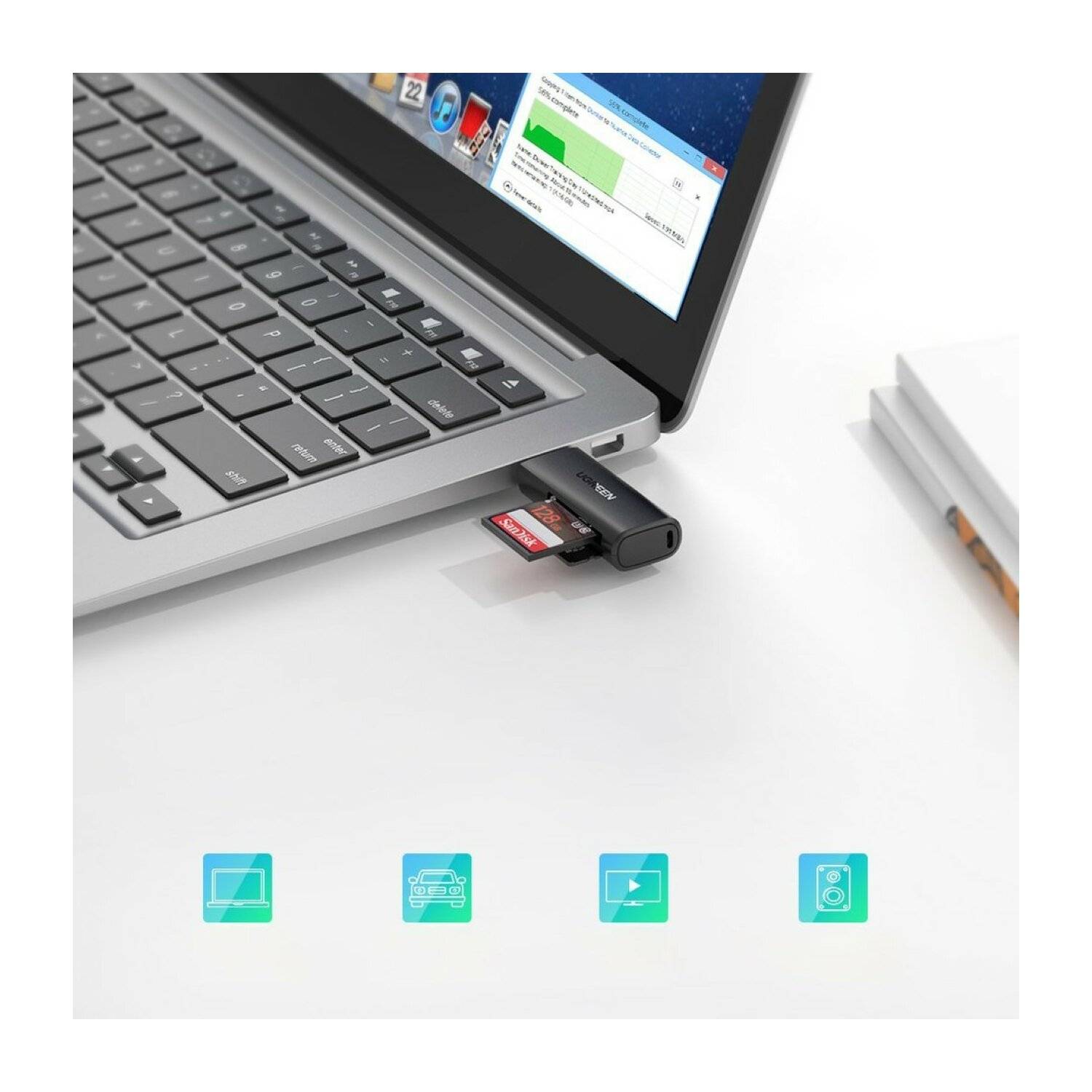 Ugreen CM264 USB 3.0 SD/TF-Kartenleser – USB-A Anschluss- Lesegerät -Schwarz bis 512 GB kompatibel