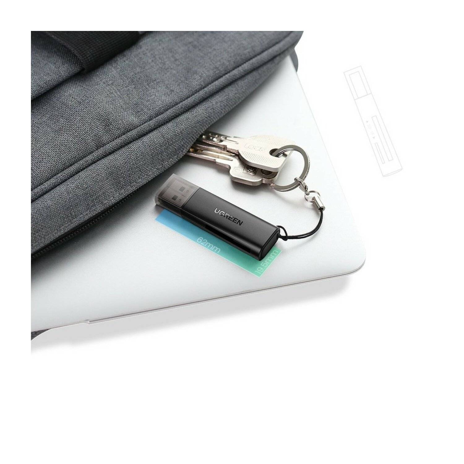 Ugreen CM264 USB 3.0 SD/TF-Kartenleser – USB-A Anschluss- Lesegerät -Schwarz bis 512 GB kompatibel