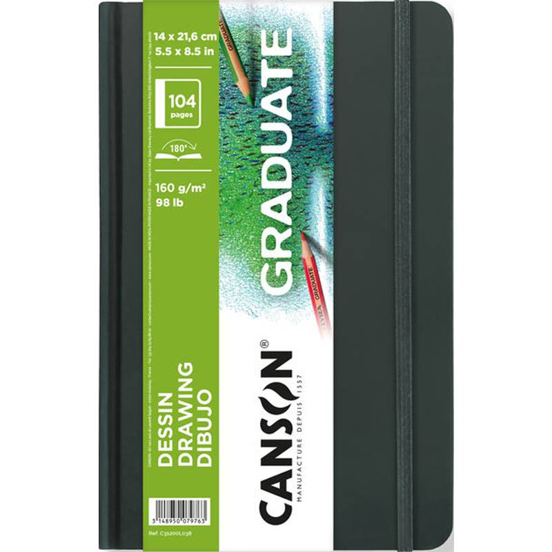CANSON Skizzenbuch GRADUATE DRAWING, 140 x 216 mm, schwarz (5299342)