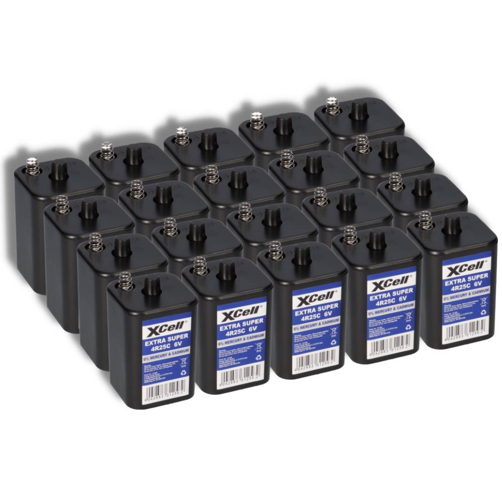 20x XCell 4R25 6V 9500mAh Blockbatterie, für Blinklampen, Baustellenlampen