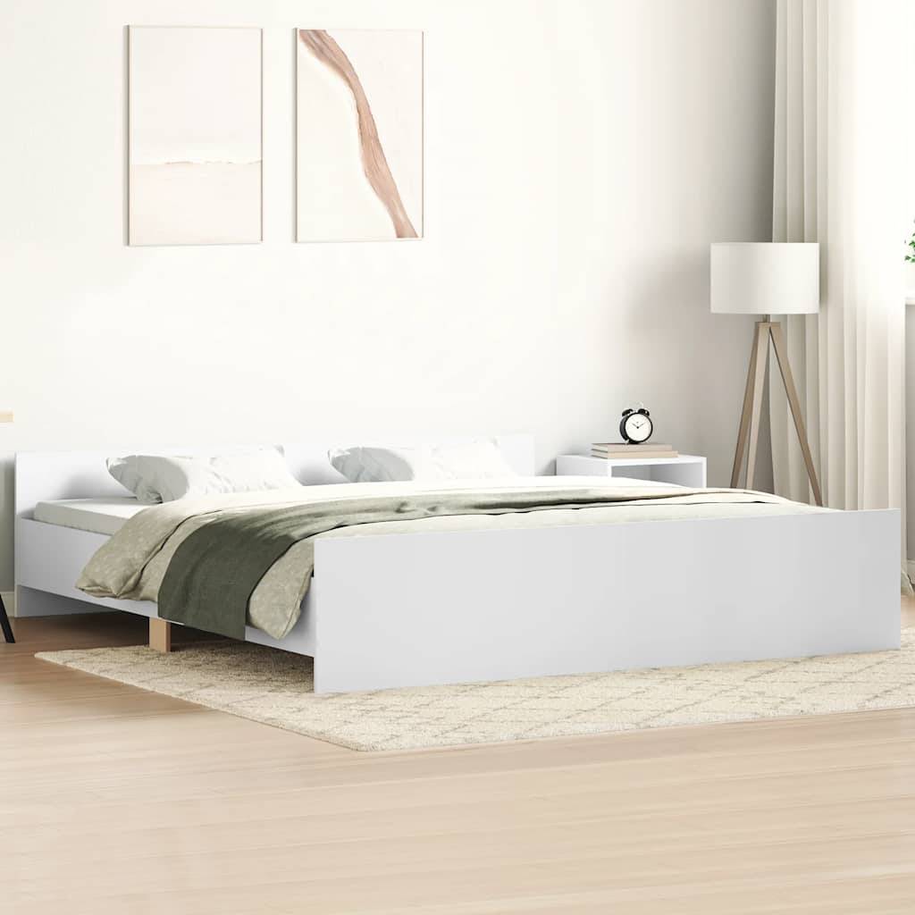vidaXL Bettgestell mit Kopf- und Fußteil Weiß 200x200 cm