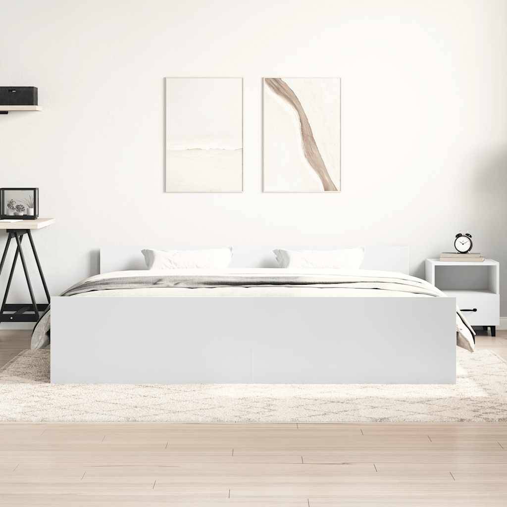 vidaXL Bettgestell mit Kopf- und Fußteil Weiß 200x200 cm
