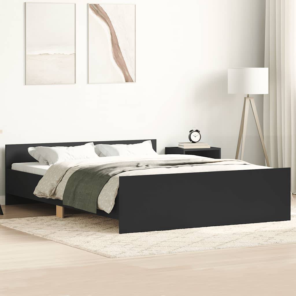 vidaXL Bettgestell mit Kopf- und Fußteil Schwarz 120x200 cm
