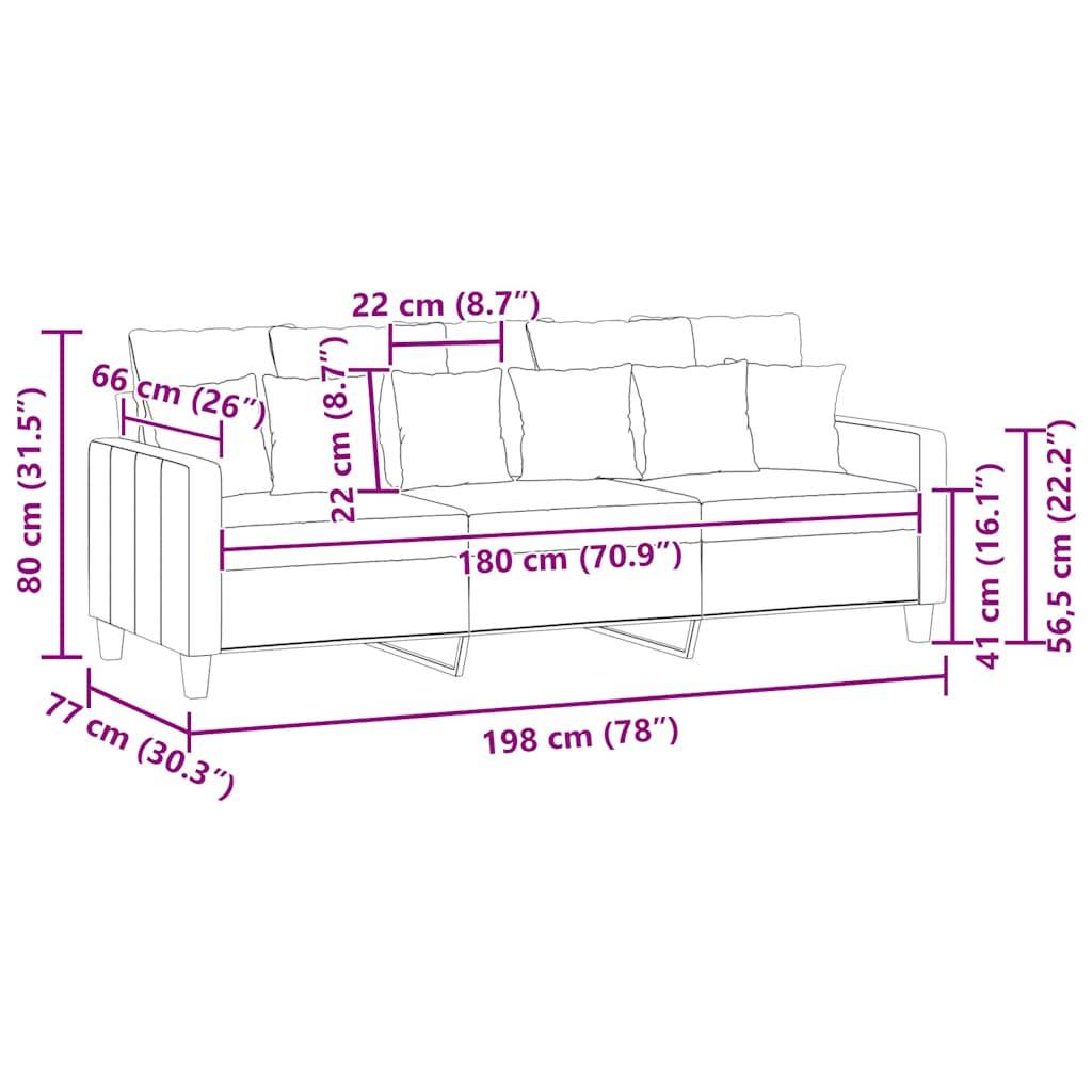 vidaXL 3-Sitzer-Sofa Braun 180 cm Stoff