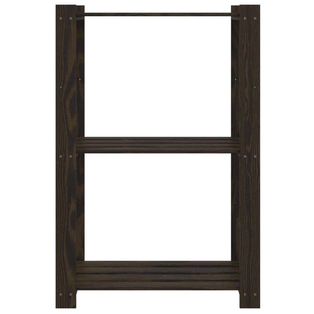 vidaXL Lagerregal mit 3 Böden Schwarz 60x38x90 cm Massivholz Kiefer