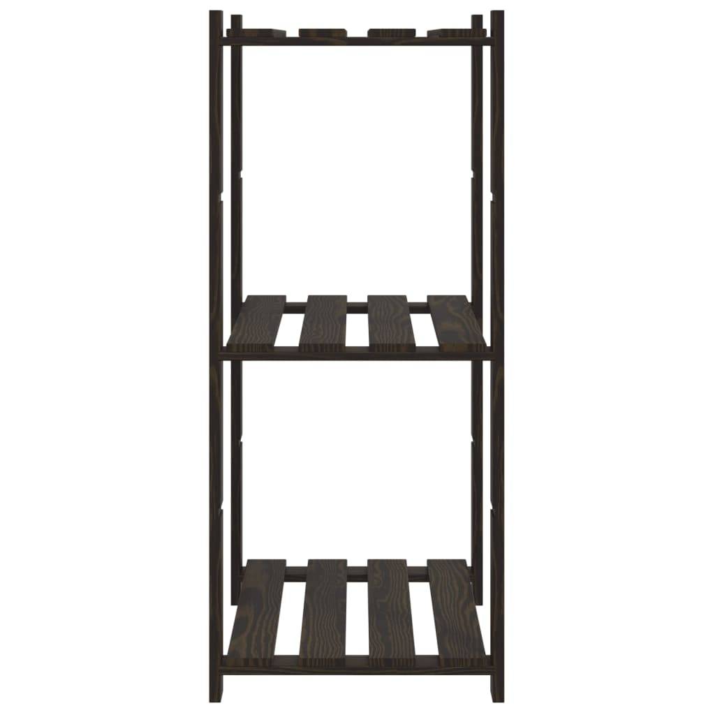vidaXL Lagerregal mit 3 Böden Schwarz 60x38x90 cm Massivholz Kiefer