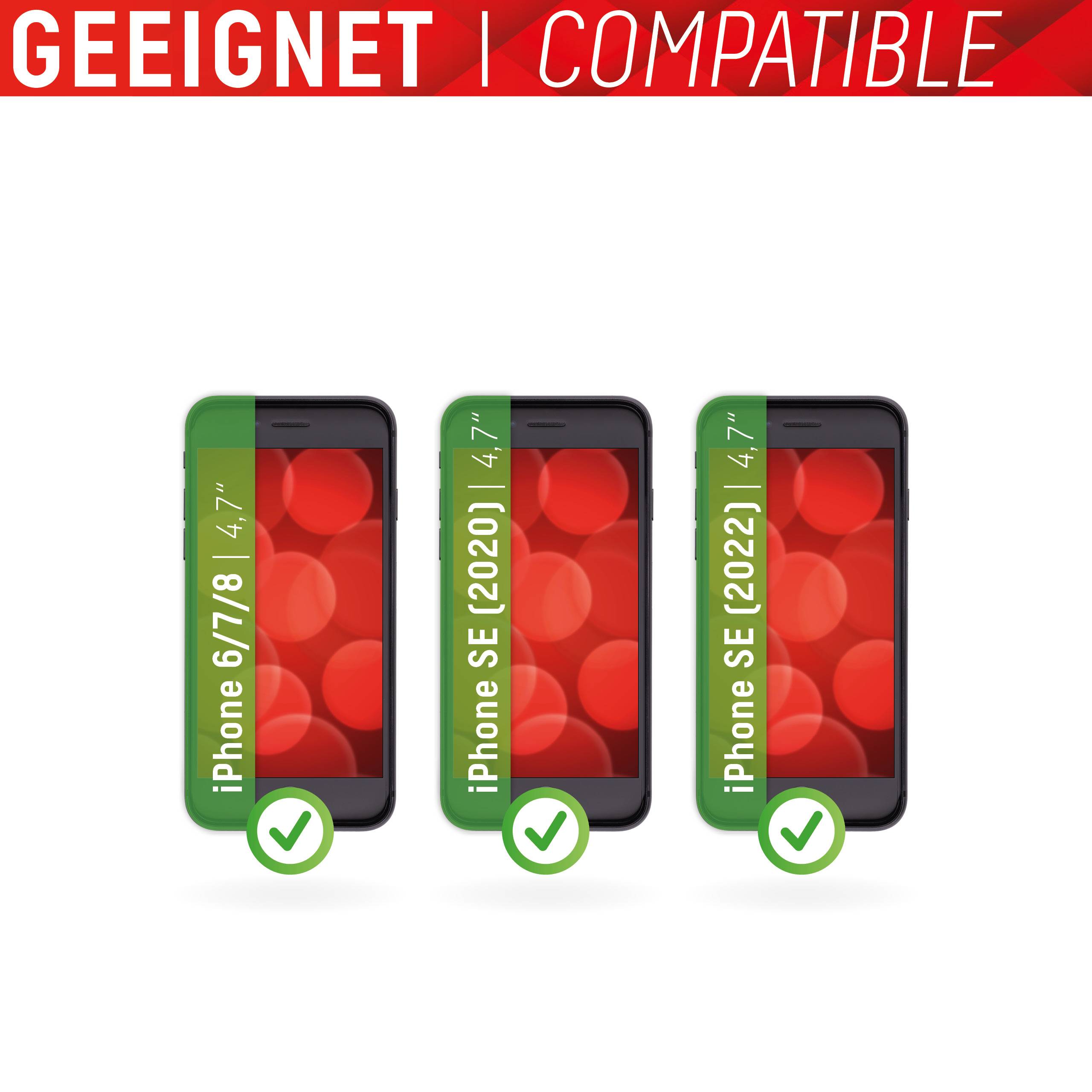 DISPLEX Real Glass 3D Displayschutzglas Apple iPhone SE (Gen.3, 2022), iPhone SE (Gen.2, 2020), iPhone 8, iPhone 7, iPhone 6S, iPhone 6 1 St