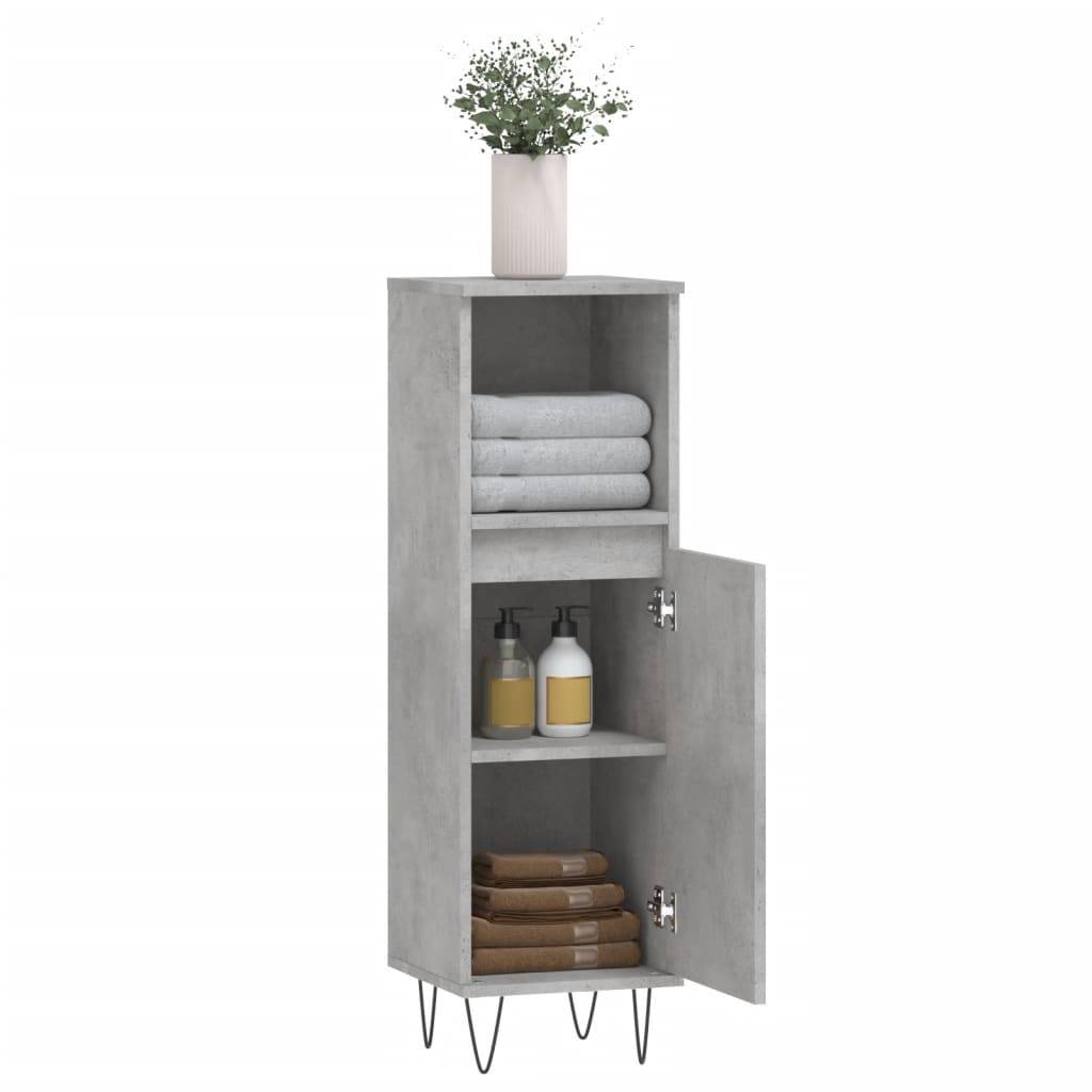 vidaXL Badschrank Betongrau 30x30x100 cm Holzwerkstoff