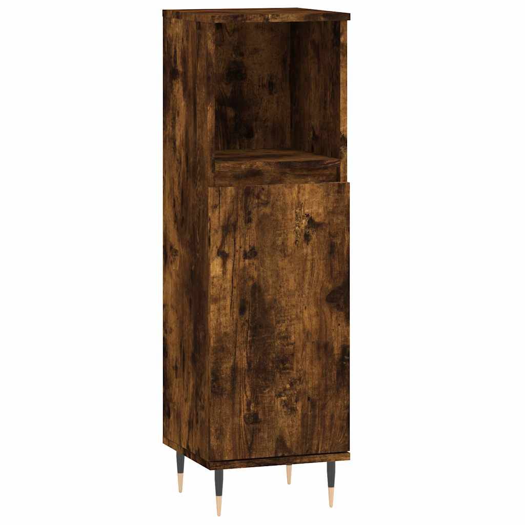 vidaXL Badschrank Räuchereiche 30x30x100 cm Holzwerkstoff