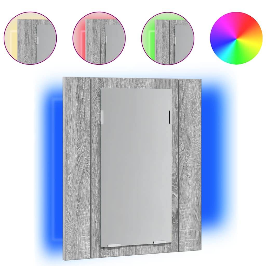 vidaXL LED-Spiegelschrank Grau Sonoma 40x12x45 cm Holzwerkstoff